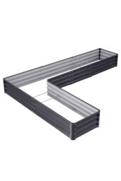 Living and Home L-Shaped Galvanized Steel Raised Garden Bed Charcoal Black - thumbnail 5