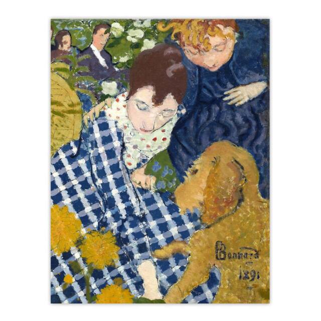 "Artery8 Women with Dog Art Nouveau Painting Bonnard Wall Art Poster Print - Size: W24"" x H32""" - image 1