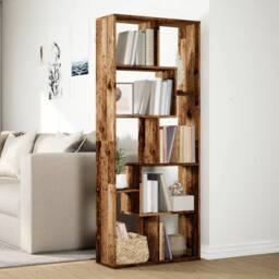 Berkfield Home Room Divider Bookcase Old Wood 67x25x161.5 cm Engineered Wood in Brown - thumbnail 4
