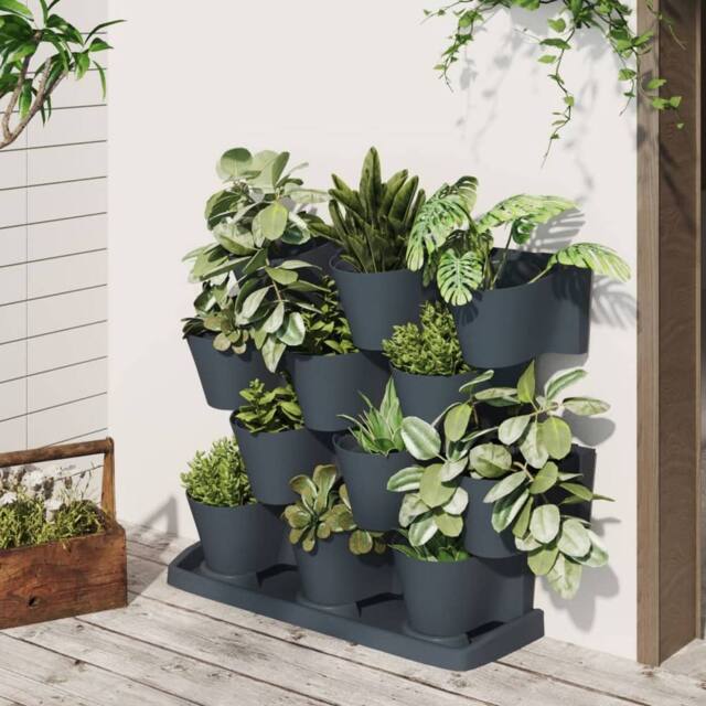 Berkfield Home Vertical Garden Plant Set 12 pcs Anthracite Polypropylene in Black - image 1