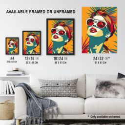 "Artery8 Summer Holiday Travel Vibes Colourful Portrait Framed Art Print in Mustard - Size: W12"" x H16""" - thumbnail 3