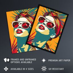 "Artery8 Summer Holiday Travel Vibes Colourful Portrait Framed Art Print in Mustard - Size: W12"" x H16""" - thumbnail 2