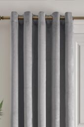 Laurence Llewelyn-Bowen 'Montrose' Velvet Blackout Eyelet Single Panel Door Curtain in Silver - Size: 168 cm width x 214 cm drop - thumbnail 2