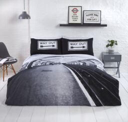 Rapport Home Platform Polycotton Duvet Cover Set With Pillowcase in Dark Grey - Size: King