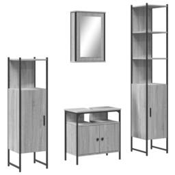 Berkfield Home 4 Piece Bathroom Furniture Set Grey Sonoma Engineered Wood - thumbnail 1