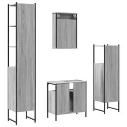 Berkfield Home 4 Piece Bathroom Furniture Set Grey Sonoma Engineered Wood - thumbnail 8
