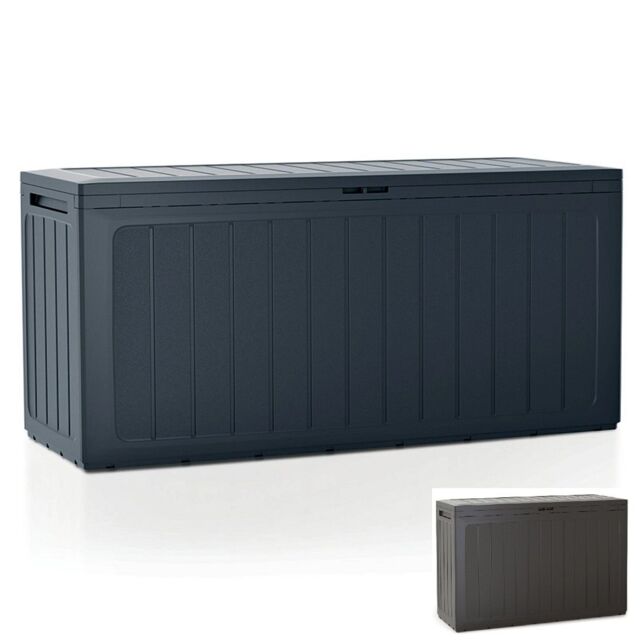 EONLION Large Outdoor Storage Box with Lid - Plastic Garden Chest in Grey - image 1