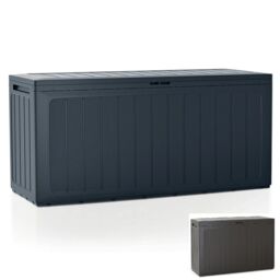 EONLION Large Outdoor Storage Box with Lid - Plastic Garden Chest in Grey - thumbnail 1