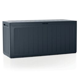 EONLION Large Outdoor Storage Box with Lid - Plastic Garden Chest in Grey - thumbnail 2