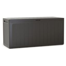 EONLION Large Outdoor Storage Box with Lid - Plastic Garden Chest in Grey - thumbnail 3
