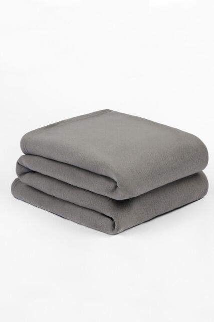 OHS Wholesale 10 Pack Plain Fleece Blanket Sofa Throw Joblot in Charcoal - Size: 120 cm x 150 cm - image 1