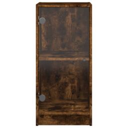 Berkfield Home Side Cabinet with Glass Doors Smoked Oak 35x37x75.5 cm in Brown - thumbnail 6