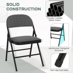 Costway Set of 6 Folding Fabric Padded Chairs w/Sponge Seat & Backrest-Grey in Grey - thumbnail 6