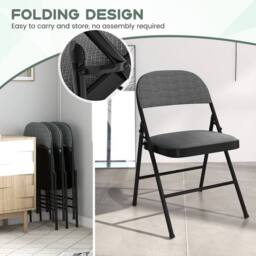Costway Set of 6 Folding Fabric Padded Chairs w/Sponge Seat & Backrest-Grey in Grey - thumbnail 3