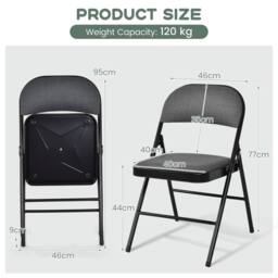 Costway Set of 6 Folding Fabric Padded Chairs w/Sponge Seat & Backrest-Grey in Grey - thumbnail 2