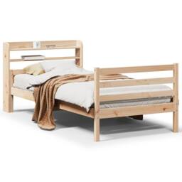 Berkfield Home Beautiful Bed Frame with Headboard without Mattress 100x200 cm in Natural - thumbnail 3