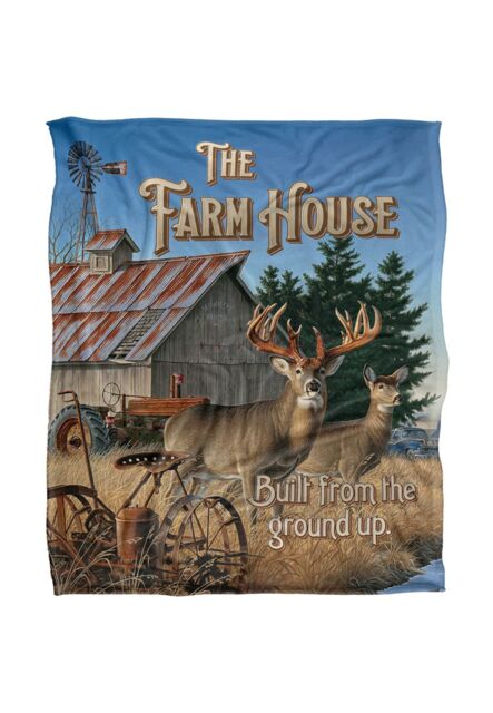JQ Licensing Lz-Jp Farm House Deer Silky Touch Super Soft Throw Blanket 152 X 127 cm in White - image 1