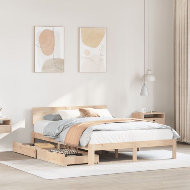 Berkfield Home Bed Frame with Drawers without Mattress 120x190 cm Small Double in Brown - image 1