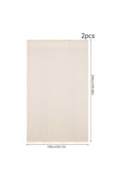 Living and Home 2 Panels Semi-sheer Lace Curtains with Tassels in Beige - Size: 100 cm width x 210 cm drop - thumbnail 9