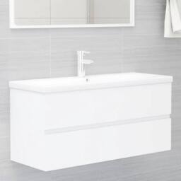 Berkfield Home Sink Cabinet with Built-in Basin White Engineered Wood - thumbnail 2