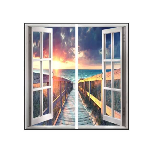 ENER-J LED Landscape Window Panel Set 120x60cm 120W Bridge Beach Design in White - Size: 120x60 cm - image 1