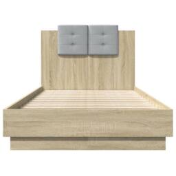 Berkfield Home Bed Frame with LED without Mattress Sonoma Oak 90x190 cm Single in Brown - thumbnail 6