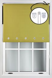 Furnished Green Blackout Roller Blinds with Chrome Round Eyelets & Metal Fittings - Size: 180 cm width x 165 cm drop - thumbnail 1
