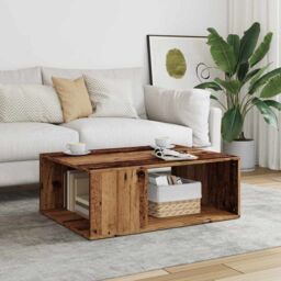 Berkfield Home Coffee Table Old Wood 90x67x33 cm Engineered Wood in Brown - Size: 90 x 67 x 33 cm - thumbnail 3