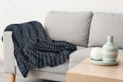 New Edge Blinds Leah Collection Deluxe Throw in Black - Size: 140 cm x 180 cm - thumbnail 2