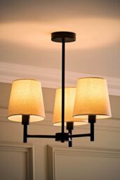 ValueLights Kincaid 3 Arm Tapered Shade Chandelier Style Ceiling Light in Black - thumbnail 2