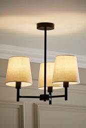 ValueLights Kincaid 3 Arm Tapered Shade Chandelier Style Ceiling Light in Black - thumbnail 1