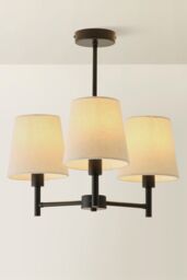 ValueLights Kincaid 3 Arm Tapered Shade Chandelier Style Ceiling Light in Black - thumbnail 3