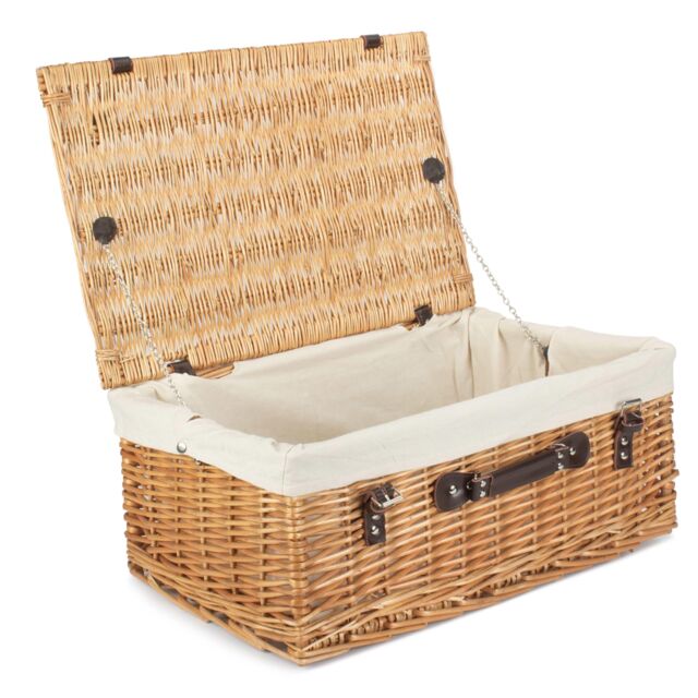 Red Hamper Wicker 55cm Buff Picnic Basket with Cotton Lining in White - image 1