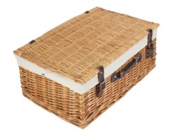 Red Hamper Wicker 55cm Buff Picnic Basket with Cotton Lining in White - thumbnail 3