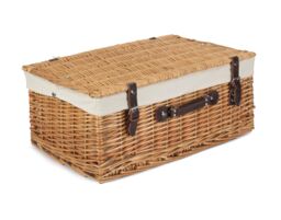 Red Hamper Wicker 55cm Buff Picnic Basket with Cotton Lining in White - thumbnail 2