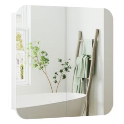HOMCOM Arched Bathroom Mirror Cabinet, Wall Mounted Mirrored Cabinet in White - thumbnail 2