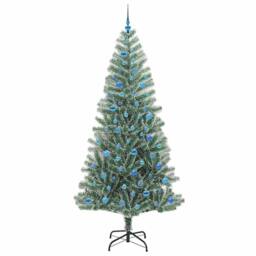 Berkfield Home Artificial Christmas Tree Snow Flocked with LED Light 240 cm in Green - thumbnail 4