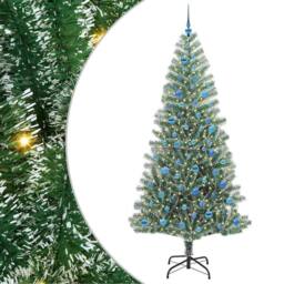 Berkfield Home Artificial Christmas Tree Snow Flocked with LED Light 240 cm in Green - thumbnail 2