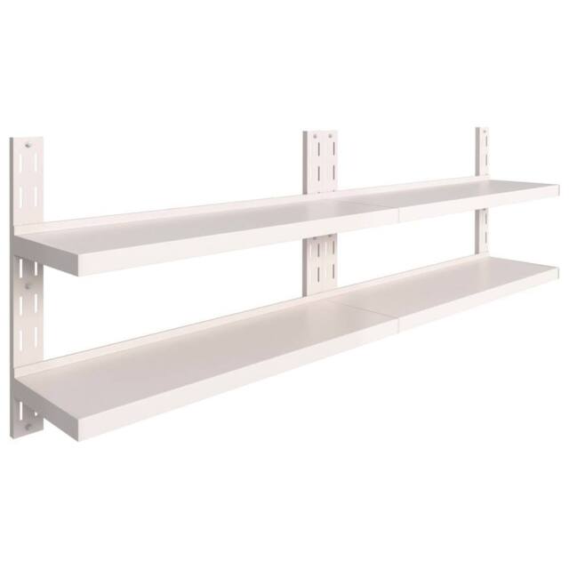 Berkfield Home 2-Tier Floating Wall Shelves 2 pcs Stainless Steel 240x30 cm in Grey - image 1