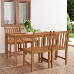 Berkfield Home 5 Piece Garden Dining Set Solid Teak Wood in Brown