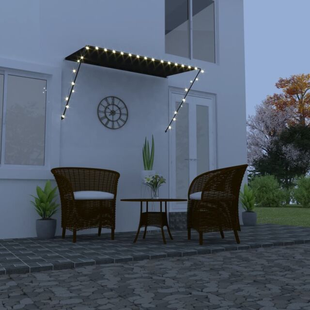 Berkfield Home Retractable Awning with LED 250x150 cm Anthracite in Black - image 1