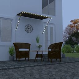Berkfield Home Retractable Awning with LED 250x150 cm Anthracite in Black