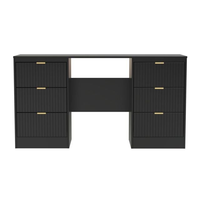 Ready Assembled 2 U Denver 6 Drawer Kneehole Desk (Ready Assembled) in True Black - image 1