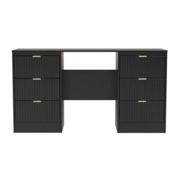 Ready Assembled 2 U Denver 6 Drawer Kneehole Desk (Ready Assembled) in True Black - thumbnail 1