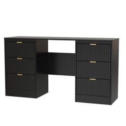 Ready Assembled 2 U Denver 6 Drawer Kneehole Desk (Ready Assembled) in True Black - thumbnail 3