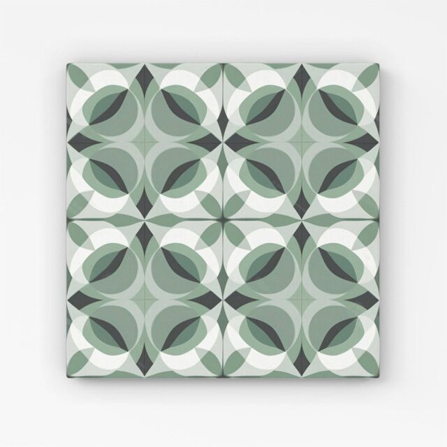 Warren Reed - Designer Geometric Green Grey Canvas - Size: w40 inch x h40 inch - image 1