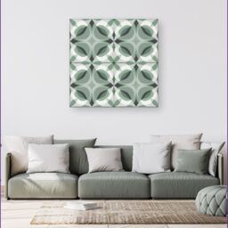 Warren Reed - Designer Geometric Green Grey Canvas - Size: w40 inch x h40 inch - thumbnail 4