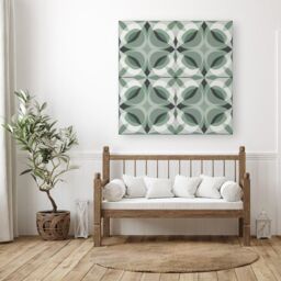 Warren Reed - Designer Geometric Green Grey Canvas - Size: w40 inch x h40 inch - thumbnail 3