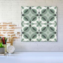 Warren Reed - Designer Geometric Green Grey Canvas - Size: w40 inch x h40 inch - thumbnail 2