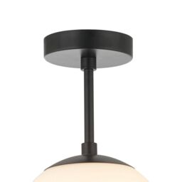Happy Homewares Traditional Glass Globe IP44 Bathroom Ceiling Light Fixture in Black - thumbnail 3